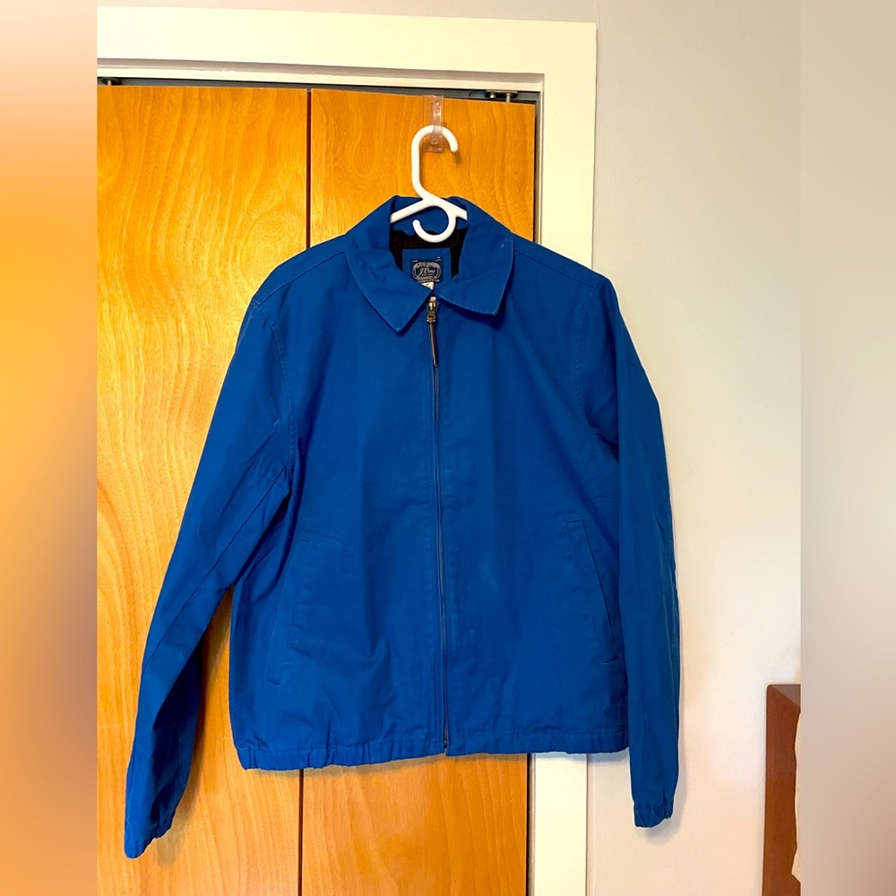 J Crew Harrington jacket in cotton twill cobalt blue French chore jacket